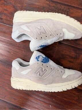 Aime Leon Dore x New Balance 550 Cream & Blue Suede Sneakers 8.5